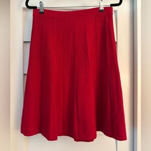 St John Collection By Marie Gray Flare Pleated Skirt Size 10 Red Made Is USA
